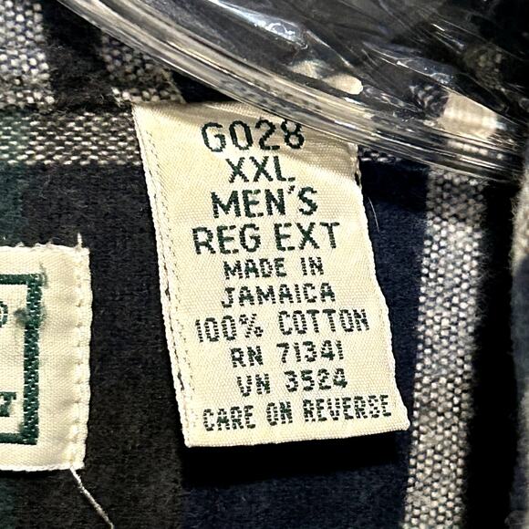 L.L. Bean Chamois Cloth Shirt XXL Blue Green Plaid Cotton Button Down GO28 Gorp - Picture 7 of 8